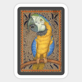 Beautiful African Blue & Gold Macaw on leafy Tapestry Sticker